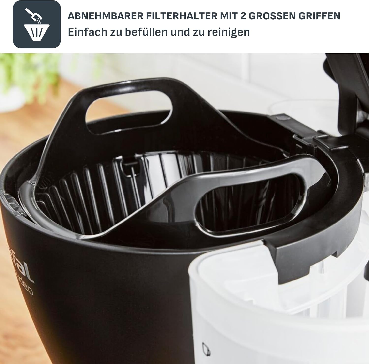 Tefal Cafetera espresso con filtro Includeo, Cafetera espresso extremadamente fácil de usar, Apta para diestros y zurdos, Apertura automática de la tapa, 1,25 L, 10 a 15 tazas, CM533811