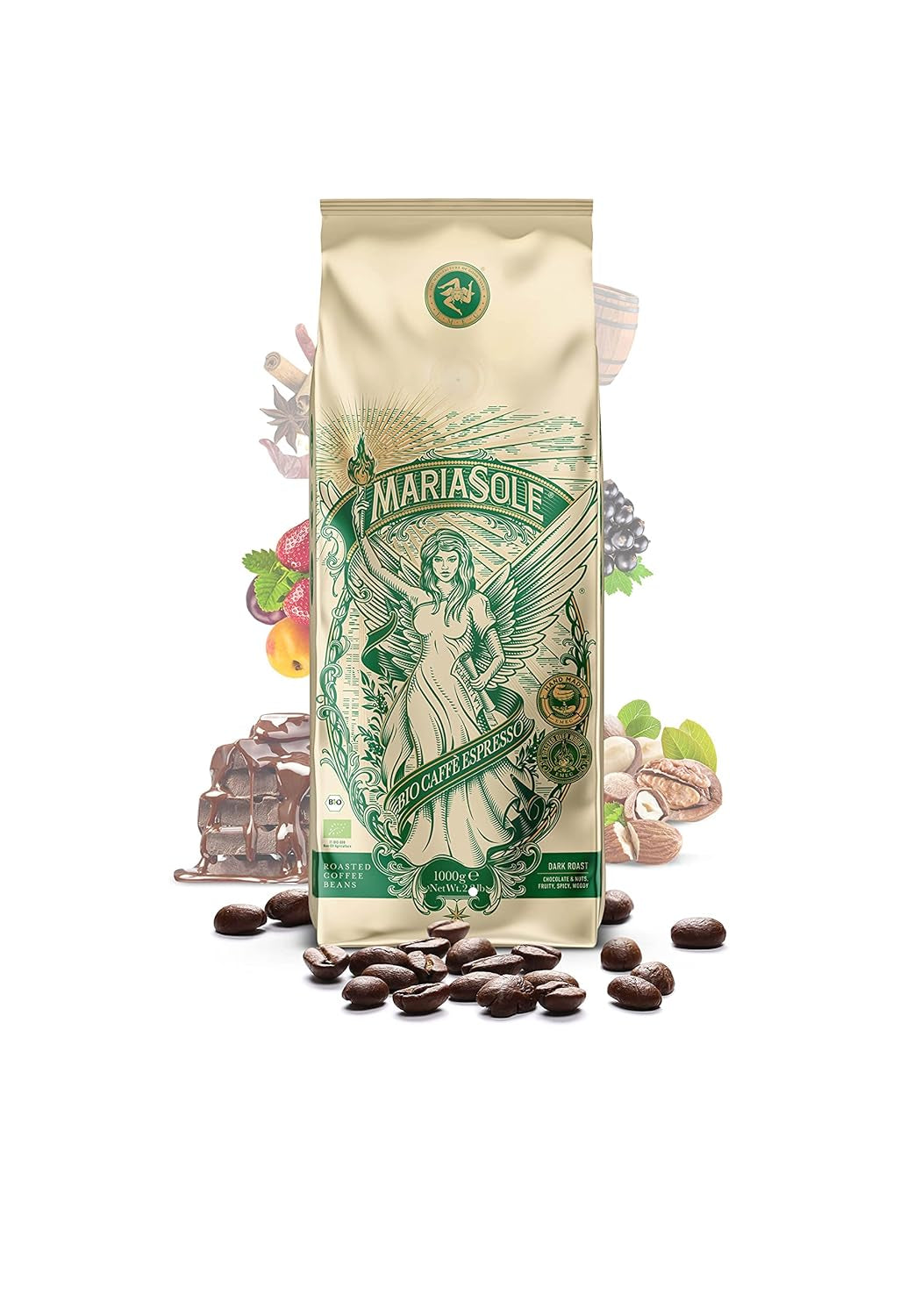 Café Espresso Ecológico, Sobres de 250g - Tostado Tradicional a Leña, Artesanal - Café en Grano Ecológico Premium para Cafeteras Automáticas Espresso y Portafiltro