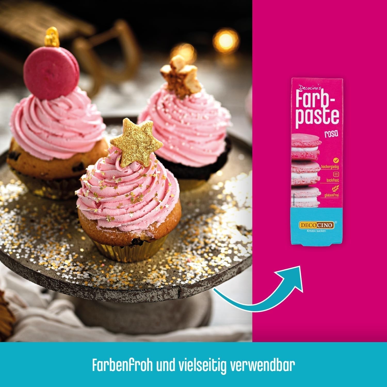 Pasta colorante rosa DECOCINO - 20 g - Colorante alimentario, ideal para colorear tartas, fondant y cremas - Sin ácidos grasos azoicos ni gluten