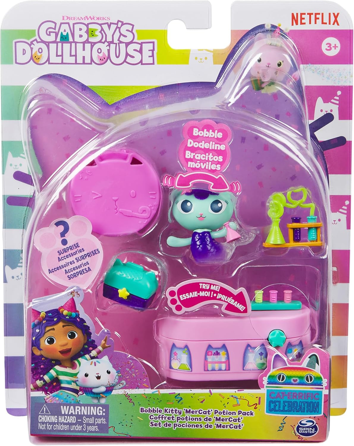 DREAMWORKS GABBY DOLLS HOUSE - Paquete de muebles Meerkätzchen Bobble Kitty, figura de gato con muebles y accesorios para casa de muñecas, a partir de 3 años