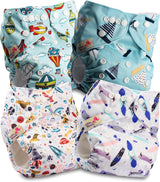Littles and Bloomz FLP2-0406 Pañal reutilizable con clip estándar, 4 pañales