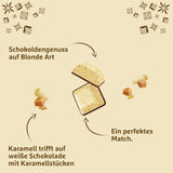Schogetten Rubio Caramelo | Caramelo con chocolate blanco y trozos de caramelo | Barra de chocolate 100g | Convenientemente porcionado