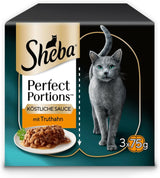SHEBA Perfect PORTIONS salsa para gatos con pavo 8 x 3 x (2 x 375g)