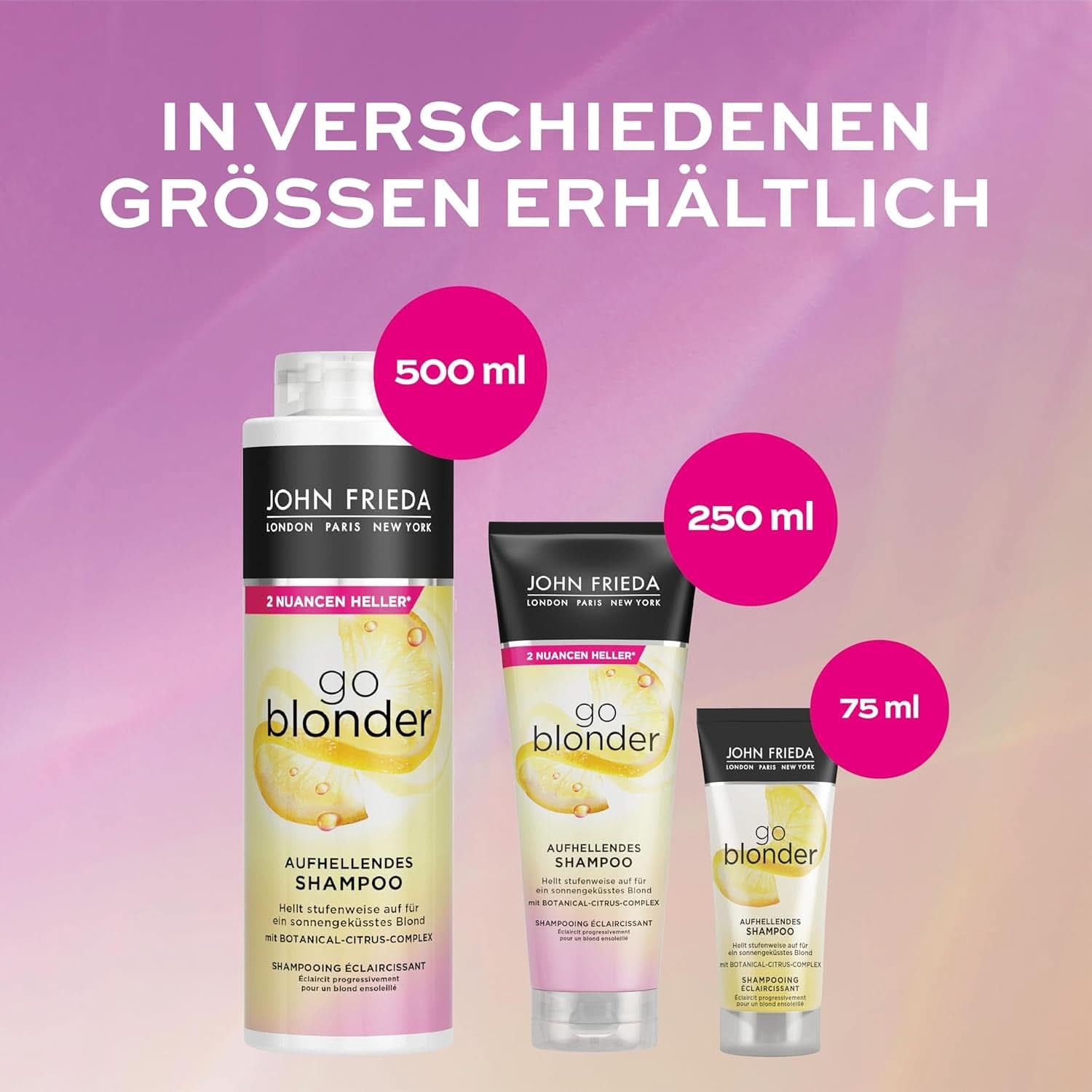 John Frieda Sheer Blonde Go Blonder Champú, 250 ml Ducha y Baño Naty Shop