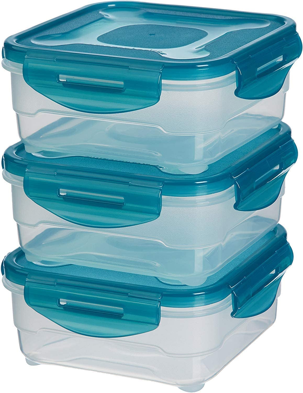 Amazon Basics Contenedores para Congelador en Set, con Tapa, Antigoteo, Apilables, Frigorífico/Congelador, Sin BPA, Plástico, Apto para Microondas y Lavavajillas, 3 x 1,2 L, Transparente Naty Shop Cajas para Conservar Alimentos Individuales 0,8 L