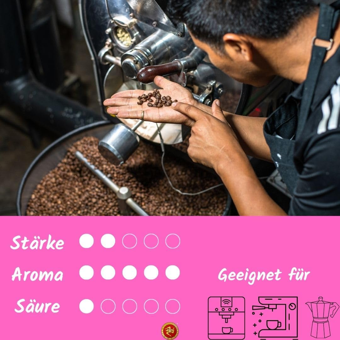 Caffè Organic Espresso Beans 250 g - 100% orgánico - Tostado en Sicilia - Método de tostado artesanal centenario - Granos de espresso premium para máquinas totalmente automáticas y portafiltro