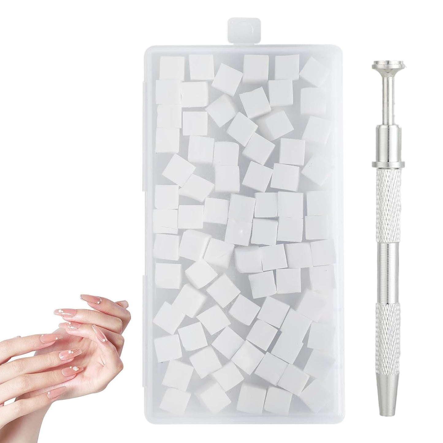 Nägel Selber Machen,Nageldesign-Hilfsmittel,100 piezas Nail Art Schwämme con metallgreifer, Schwammpinsel y esponja aplicador de cepillo para diseños de gradiente Nail Art