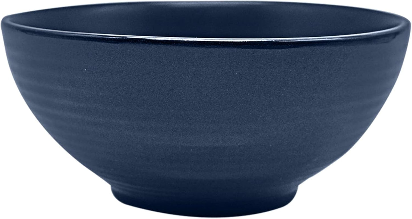 ECHTWERK "Alicia" Vajilla combinada vintage de 16 piezas, diseño moderno para 4 personas, elegante vajilla de gres azul oscuro con 4 platos, 4 guarniciones, 4 cuencos, 4 tazas de té