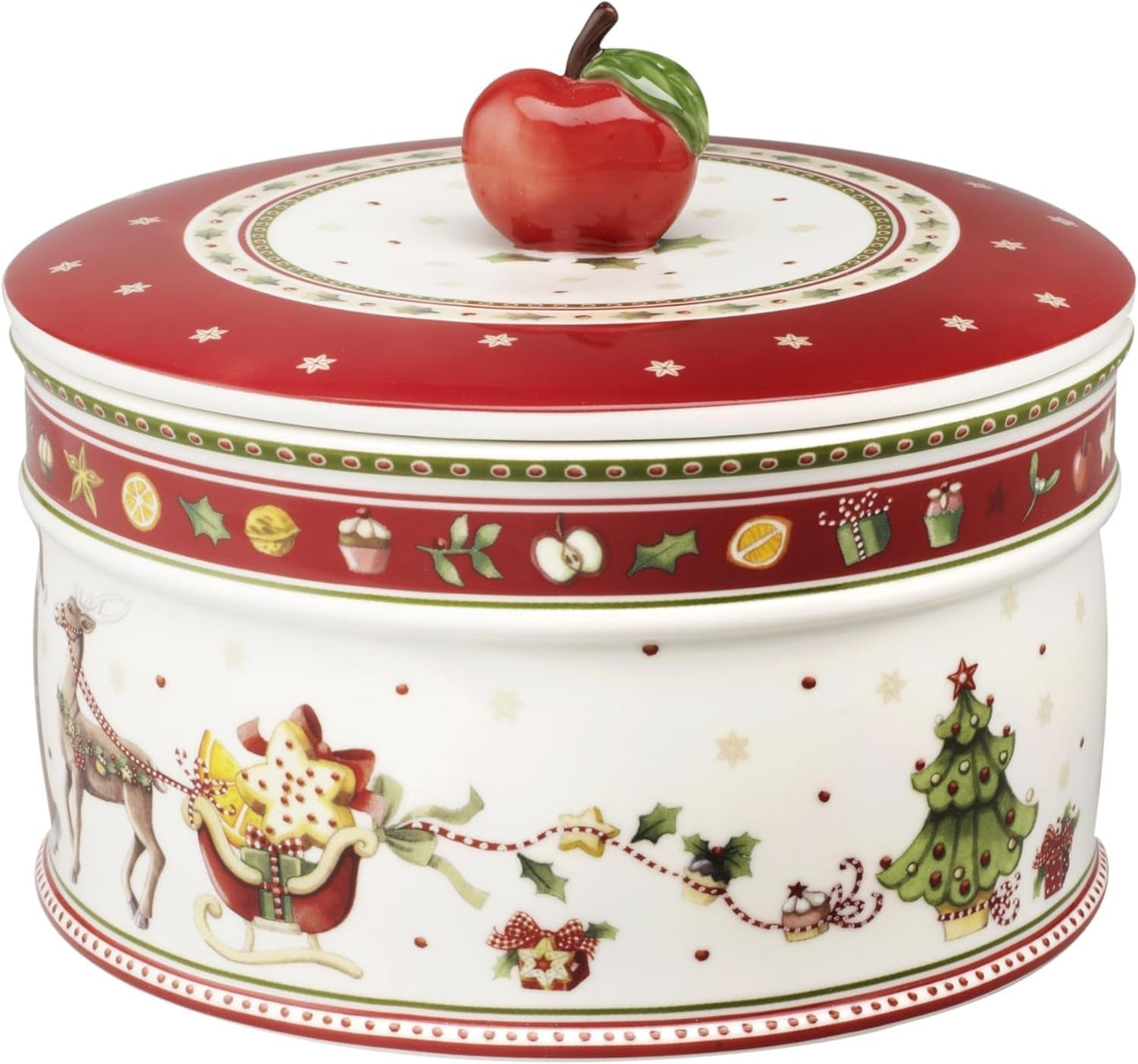 Villeroy & Boch - Winter Bakery Delight Caja pequeña para guardar galletas, Caja navideña de cerámica para galletas, Caja navideña, Caja para galletas, Caja para galletas, Caja de cerámica con tapa, Caja para dulces, Caja para guardar alimentos de porcelana premium Naty Shop L