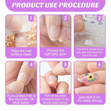 240 Piezas Almohadillas de Pegamento para Uñas, Hoja Adhesiva para Uñas Postizas, 10 Hojas de Pegatinas Transparentes Transpirables Súper Adhesivas de Doble Cara (Gel Jelly) para Manicura y Uñas Artificiales, Incluye Set de Manicura