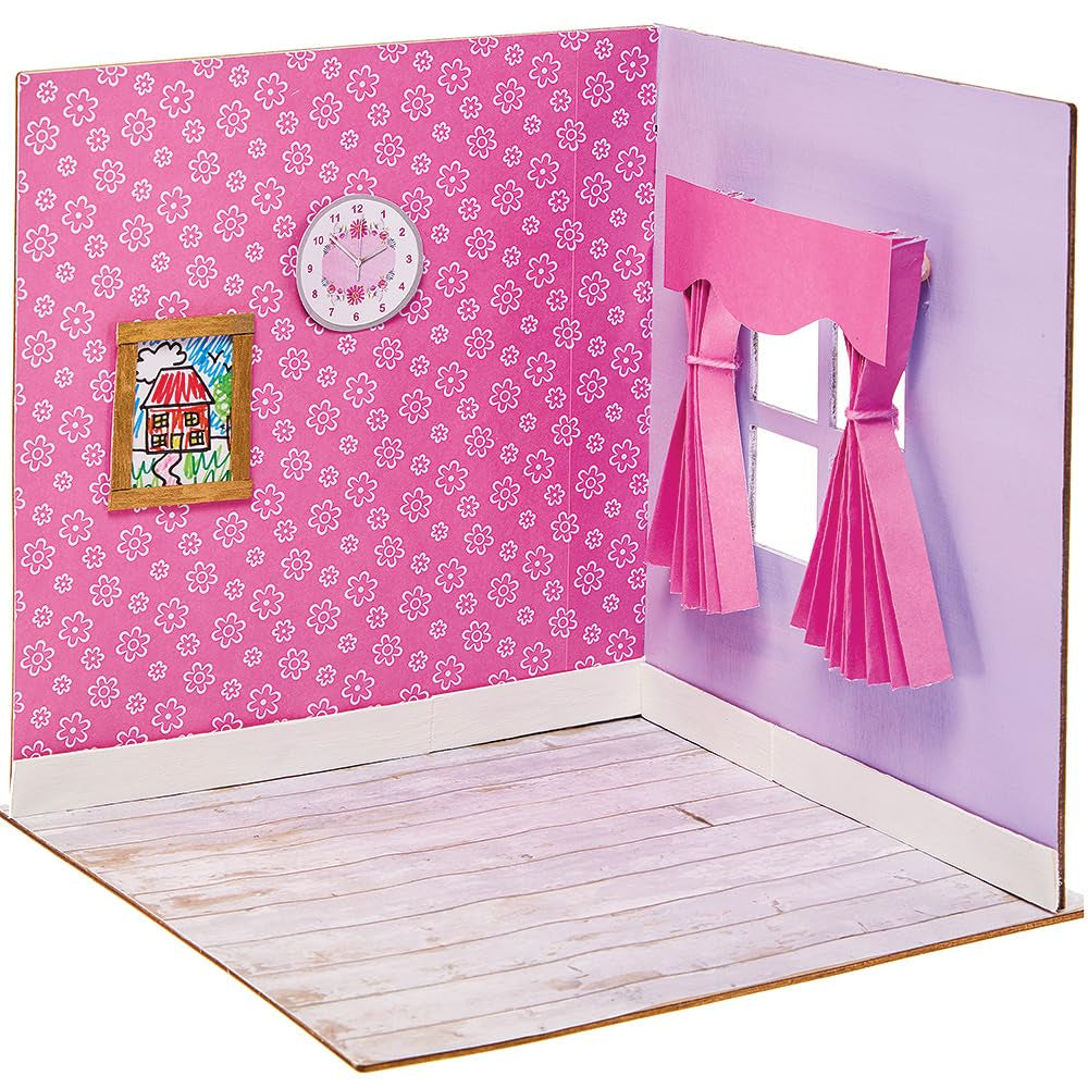 Baker Ross FN255 Mini kit de casa de muñecas de madera - Kit de casa de muñecas de 1 pieza para niños Kit de manualidades DIY