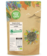 Wholefood Earth Lentejas orgánicas estilo francés de color verde oscuro 1 kg sin OGM | Vegano | Rico en fibra | Rico en proteínas | Certificado orgánico