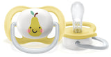 Chupete Philips AVENT ultra air - paquete de 2, sin BPA, transpirable, para bebés de 0 a 6 meses, incluido estuche de transporte y esterilización, manzana/pera (modelo SCF080/17)