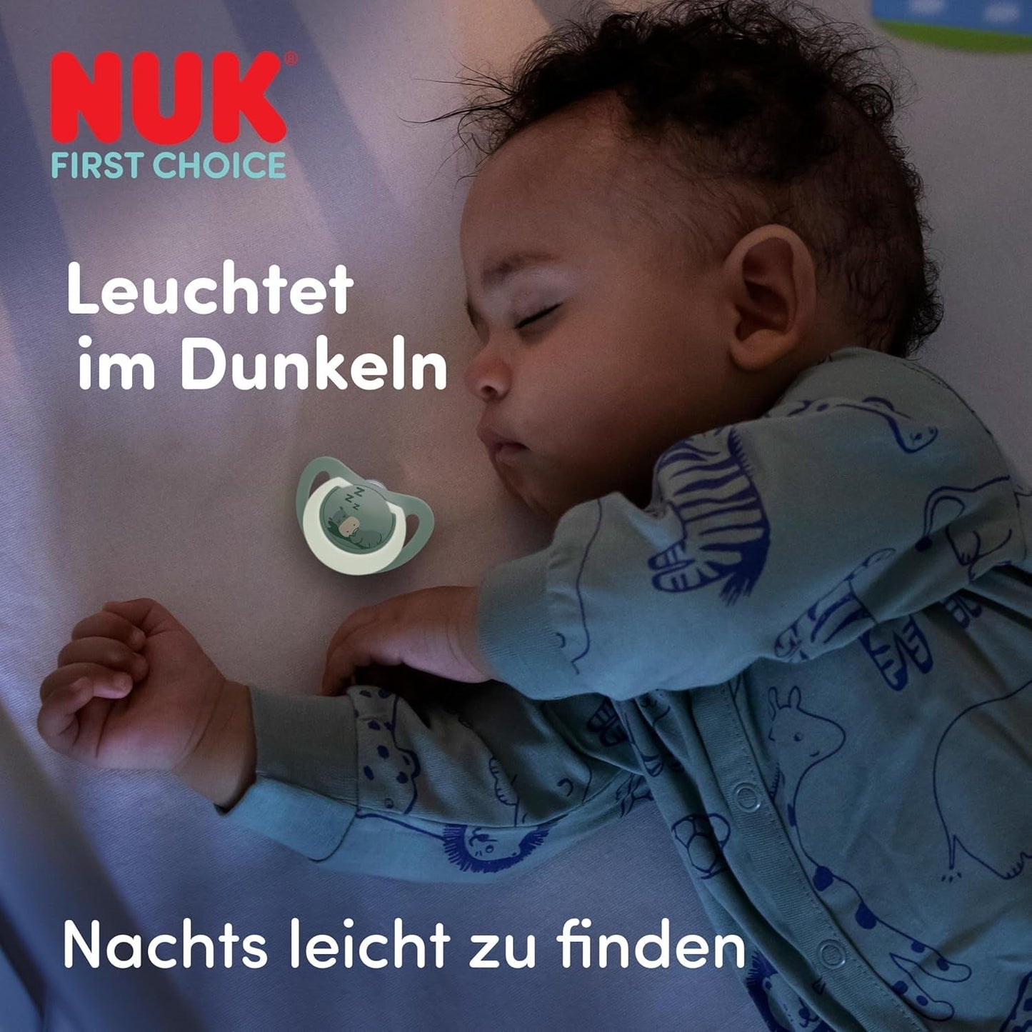 Chupete nocturno para bebés NUK First Choice | 6-18 meses | Chupetes de ortodoncia que brillan en la oscuridad | Calma al 99% de los bebés** | Conejo/Oveja | Paquete 0-2
