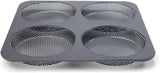 Hamburgerbrötchen, Perforiert, Antihaftbeschichte, 4 Runde Mulden Mit Je 12 Cm, Pfannengröße 28 X 28 Cm, 2.5 Cm Tief, Mittelgroß, Schwarz Moldes y bandejas para repostería Naty Shop