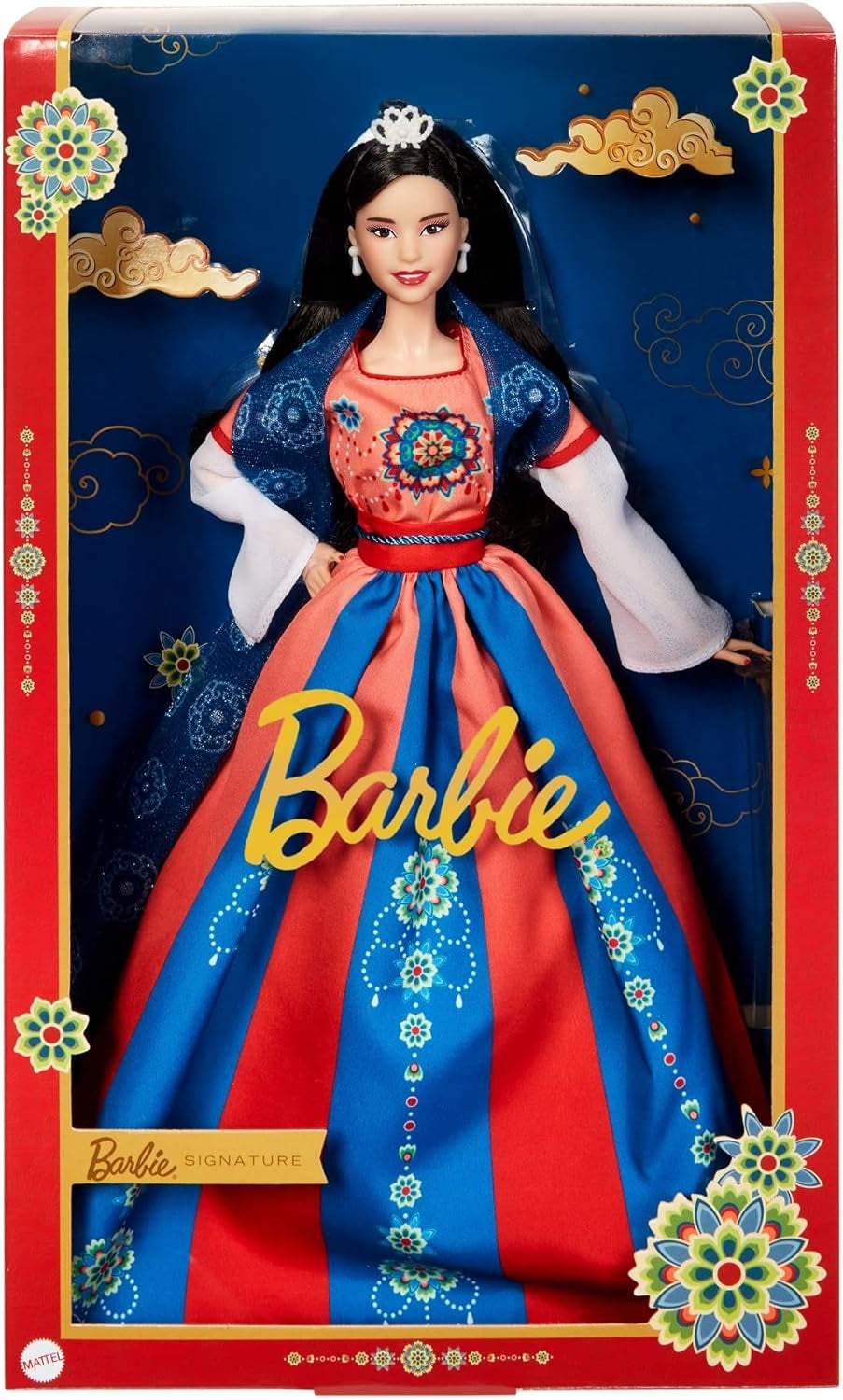 Barbie Lunar New Year Puppe - Sammelfigur mit tradicional Hanfu-Robe und chinesischen Drucken, inspirado en Dunhuang-Höhlenmalereien, incluyendo Puppenständer und Echtheitszertifikat, HJX35