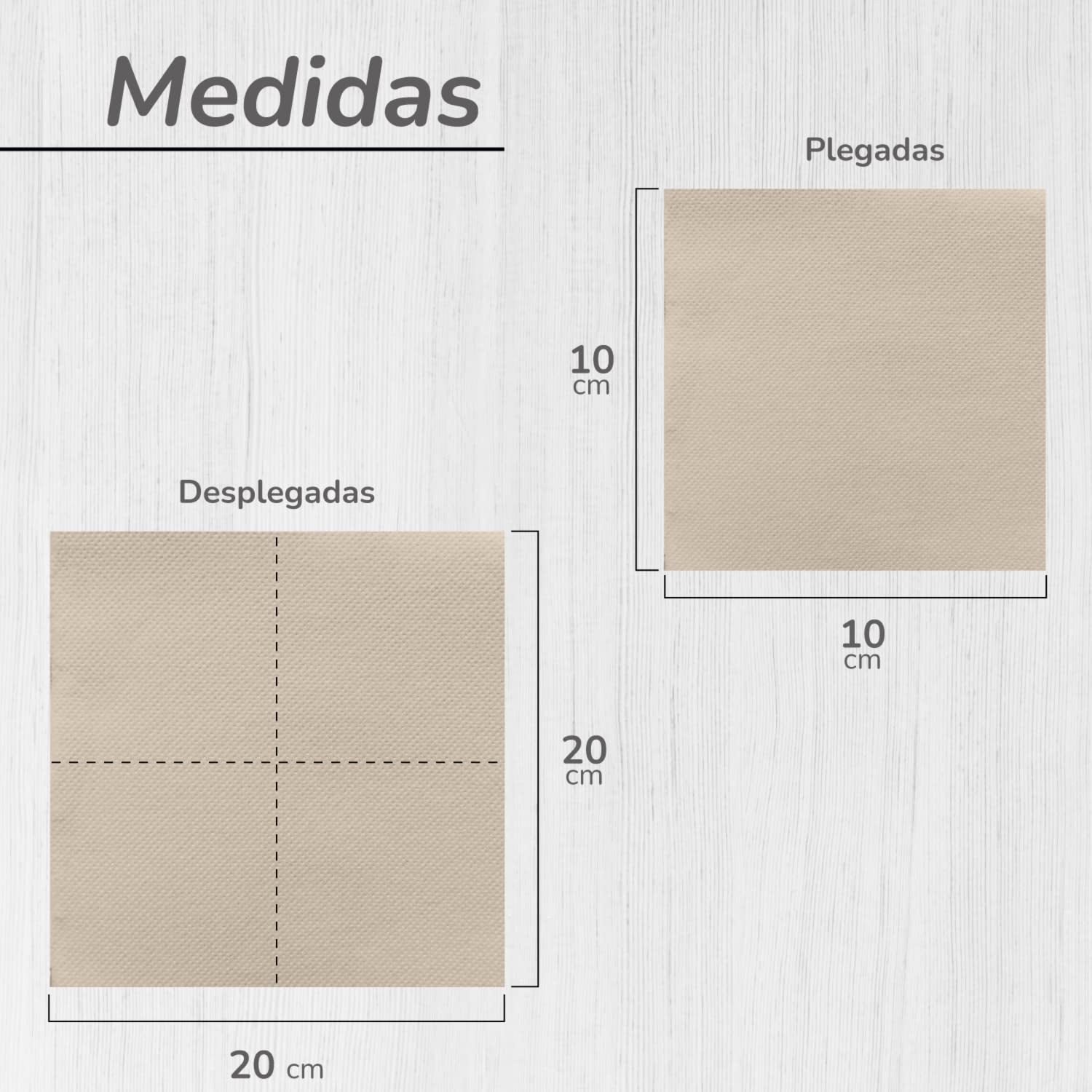 - 600 piezas de Servilletas cocktail Bio Eco - Color Natural - 100% Reciclable - Micropunto - 10 X 10 Cm (Plegada) y 20 X 20 Cm (Desplegada)