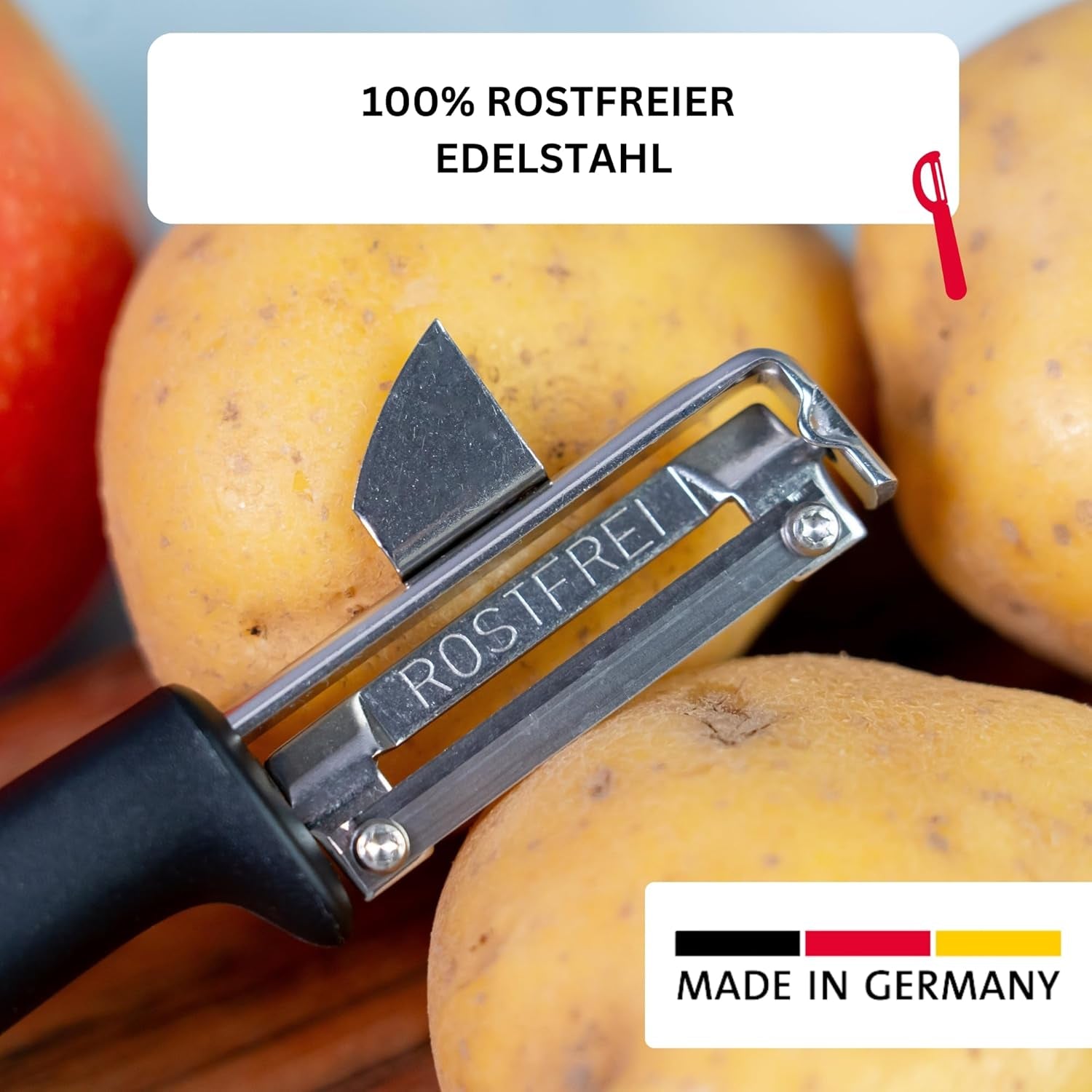 Westmark 29092270 sparschäler gallant, pp/tpe/edelstahl, schwarz / rot, 16,5 x 3,7 x 2 cm pelador naty shop