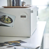 Yamazaki 4352 TOWER Panera, blanco, acero, minimalista, 40 x 34,5 x 24 cm Cajas para almacenar alimentos Naty Shop