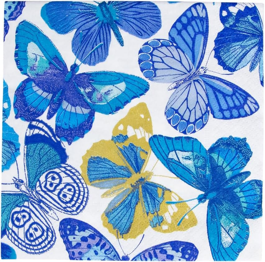 Servilletas de mariposas, azules, paquete de 20 unidades