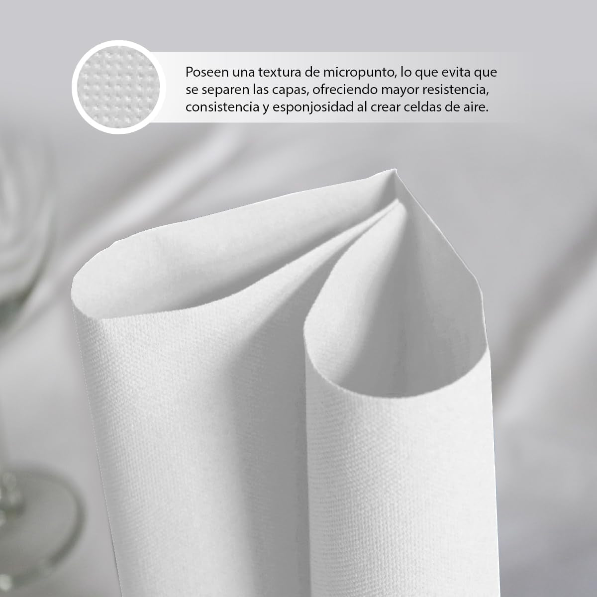Paquete de 300 servilletas de papel de cóctel blancas + servilletero de acero inoxidable con textura de micropuntos, absorbente grueso, 10 x 10 cm, plegados juntos