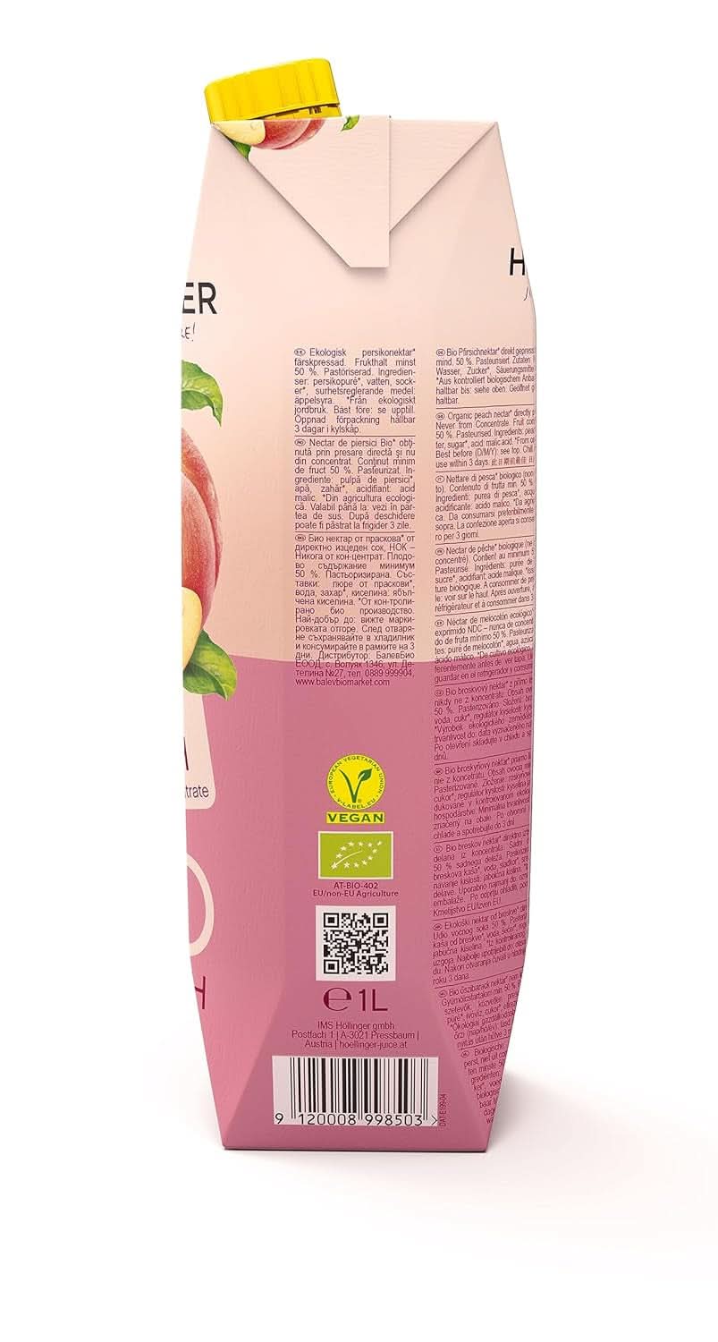 Melocotón BIO, 1 litro Bebidas sin alcohol Naty Shop