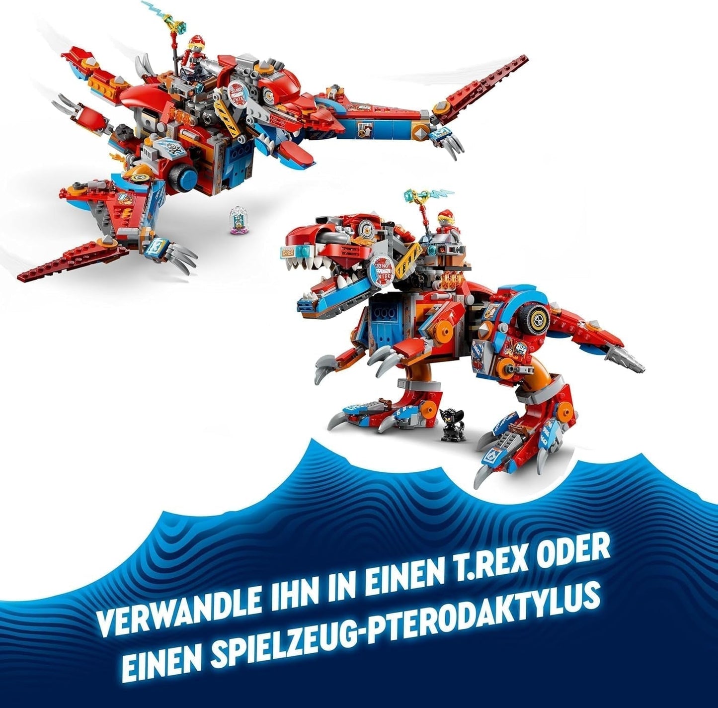 LEGO Dreamzzz 2 en 1 Coopers Dino-Mech C-Rex Pterodáctilo T.Rex Figura de acción para niños y niñas Set de aventuras de juguetes creativos Regalo para niños 9 años 71484 Juegos de construcción Beuche den LEGO-Store