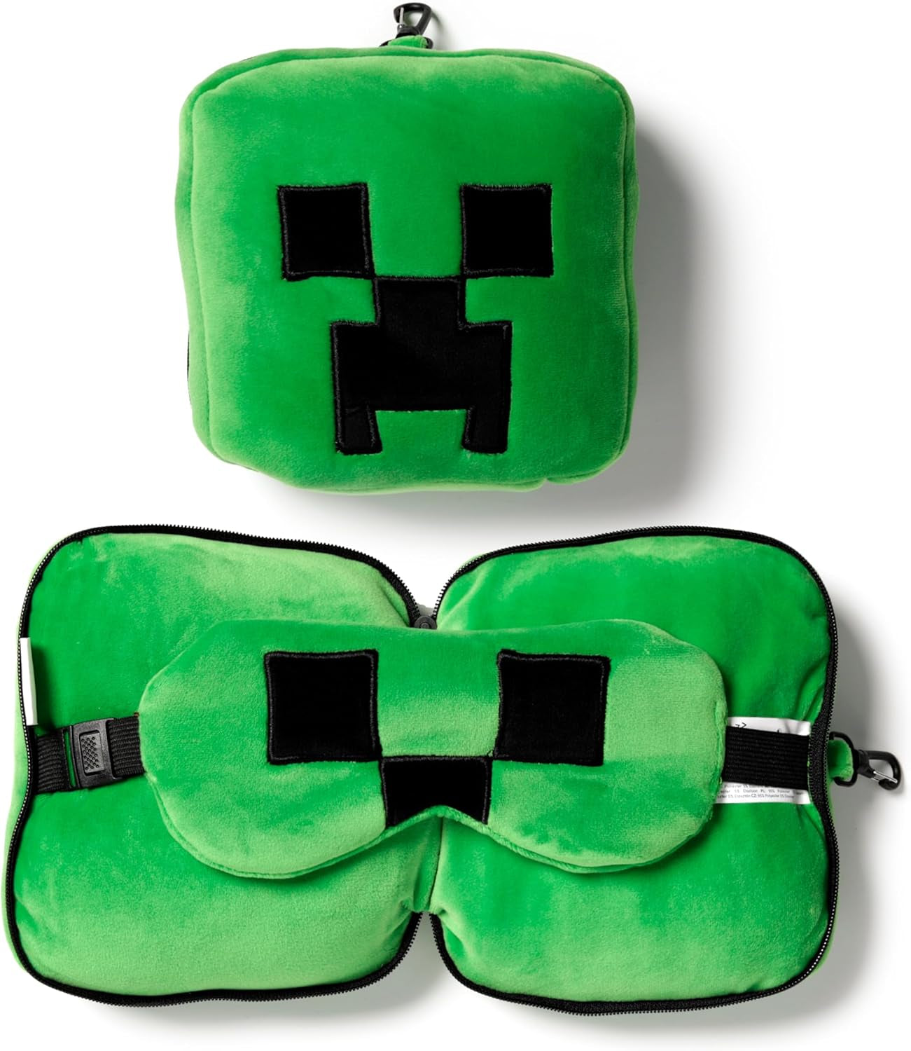 Puckator Relaxeazzz Minecraft Creeper Almohada de viaje de felpa y antifaz Reposacabezas Almohada para dormir Almohada para el cuello Almohada de viaje Antifaz para dormir Niños y adultos para viajes Coche Tren Accesorio Avión Almohadas de viaje Tienda Naty Título predeterminado
