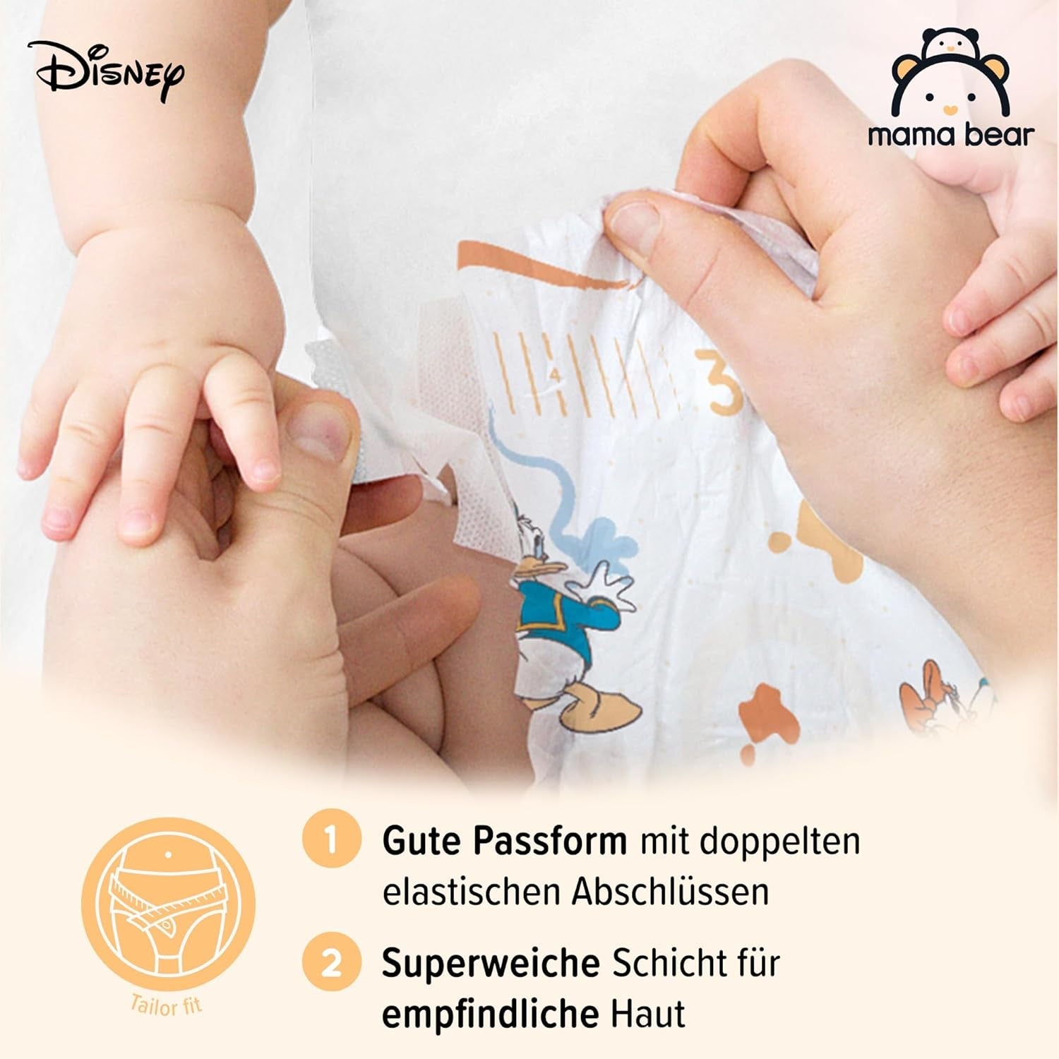 Marca Amazon: Mama Bear Disney Pañales ultra secos, tamaño 3 (4-9 kg) - Caja mensual, blanco, 172 unidades (2 paquetes de 86)