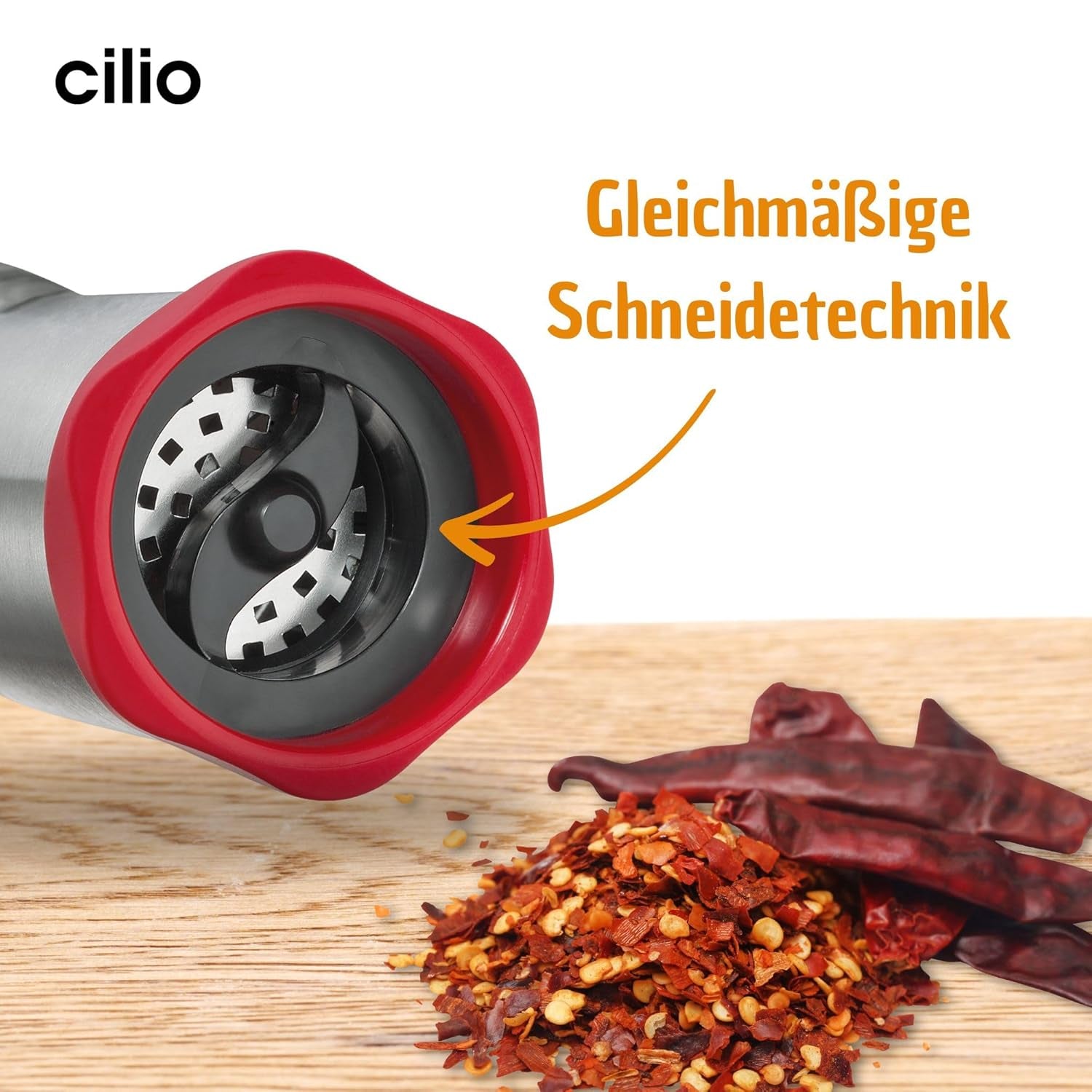 Molinillo de pimiento picante Cilio PICCANTE, Ø 6,5 cm, A: 14,5 cm, con tapa de cierre Molinillos y Rebanadores Naty Shop