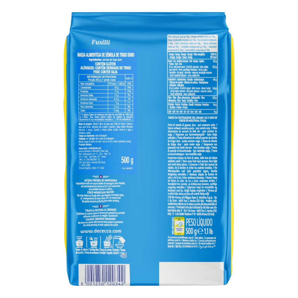 Fusilli 34, Pasta di gris di Grano duro, 500 g