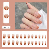 24 piezas Prensa francesa en uñas cortas Ataúd Uñas artificiales Coral Rosa Ombre Uñas adhesivas Juego de uñas de bailarina Puntas de uñas acrílicas Mujeres Primavera Verano Accesorios de uñas