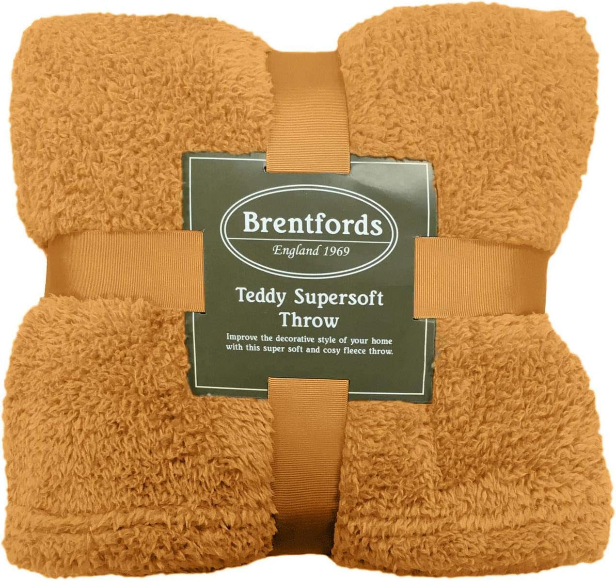 Brentford's Teddy - Manta polar para cama grande, felpa, muy suave, cálida, para sofá cama, color negro - 150 x 200 cm Camas y mantas Besuche den Brentfords-Store Ocre amarillo 125 x 150 cm