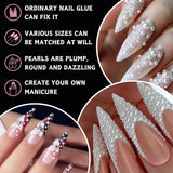 12 Größen Nail Art Perlen, Flache Perlen, Nail Art Accessoires, Halbkreis Nagelperlen, Weiße Nail Charms Und Glitzersteine ​​​​Nägel Für Nail Art Design, DIY Basteln, Alltag, Hochzeit (2 cajas)