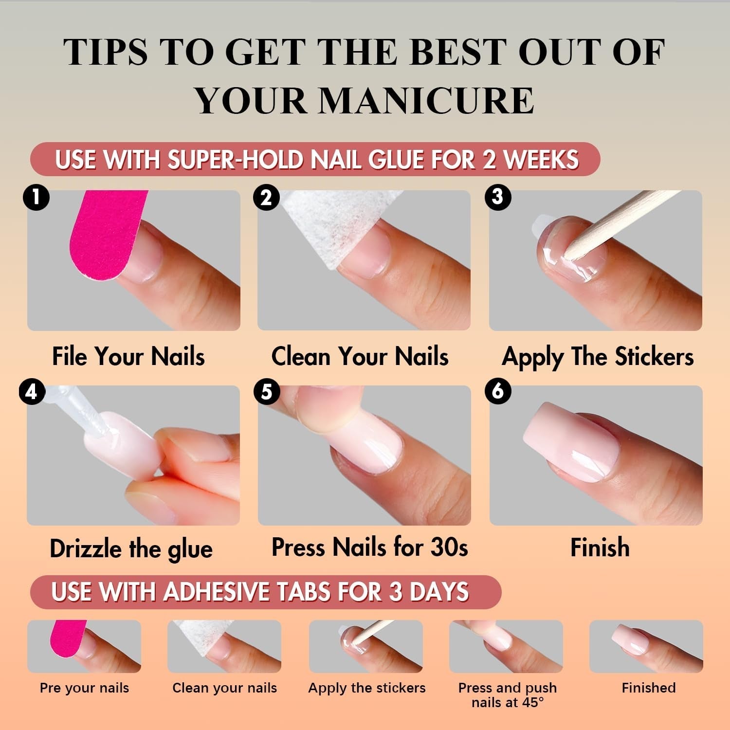 Uñas Postizas De Punta Francesa Corta - 30 Piezas De Uñas Negras Para Pegar En Uñas Cuadradas Cortas, Uñas Postizas De Punta Francesa Con Pegamento, Juego De Uñas Artificiales Cuadradas Para Mujeres