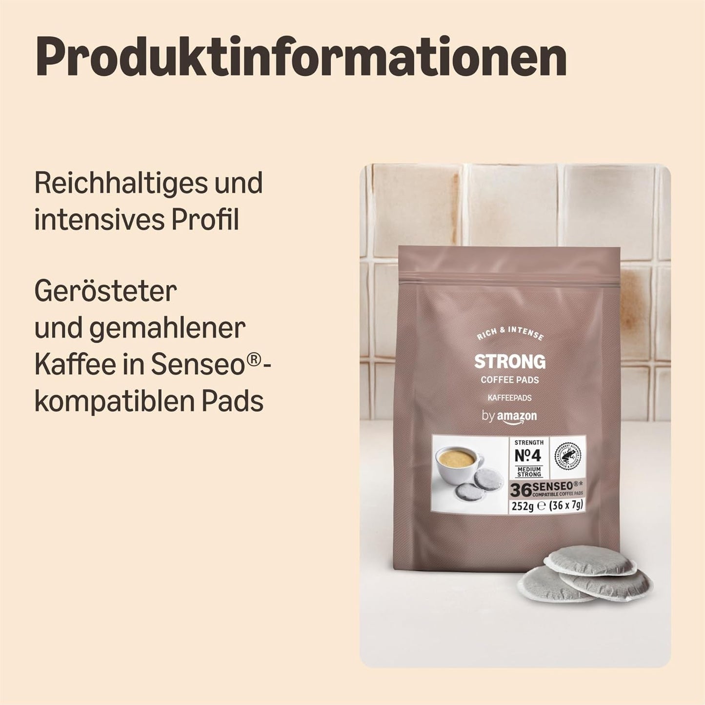 de Amazon Starke Pads, fabricados para Senseo-Maschinen, 36 piezas (1 paquete con 36 piezas) – Certificado Rainforest Alliance