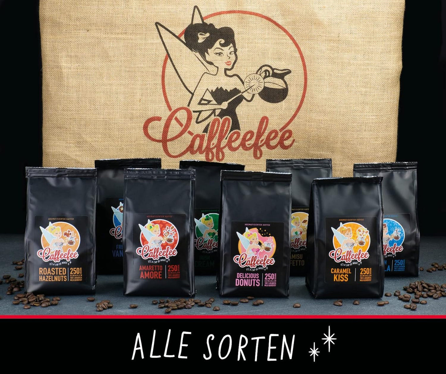 Caffeefee Belgian Waffles Bohnen, 250 g, Röstkaffee aromatizado