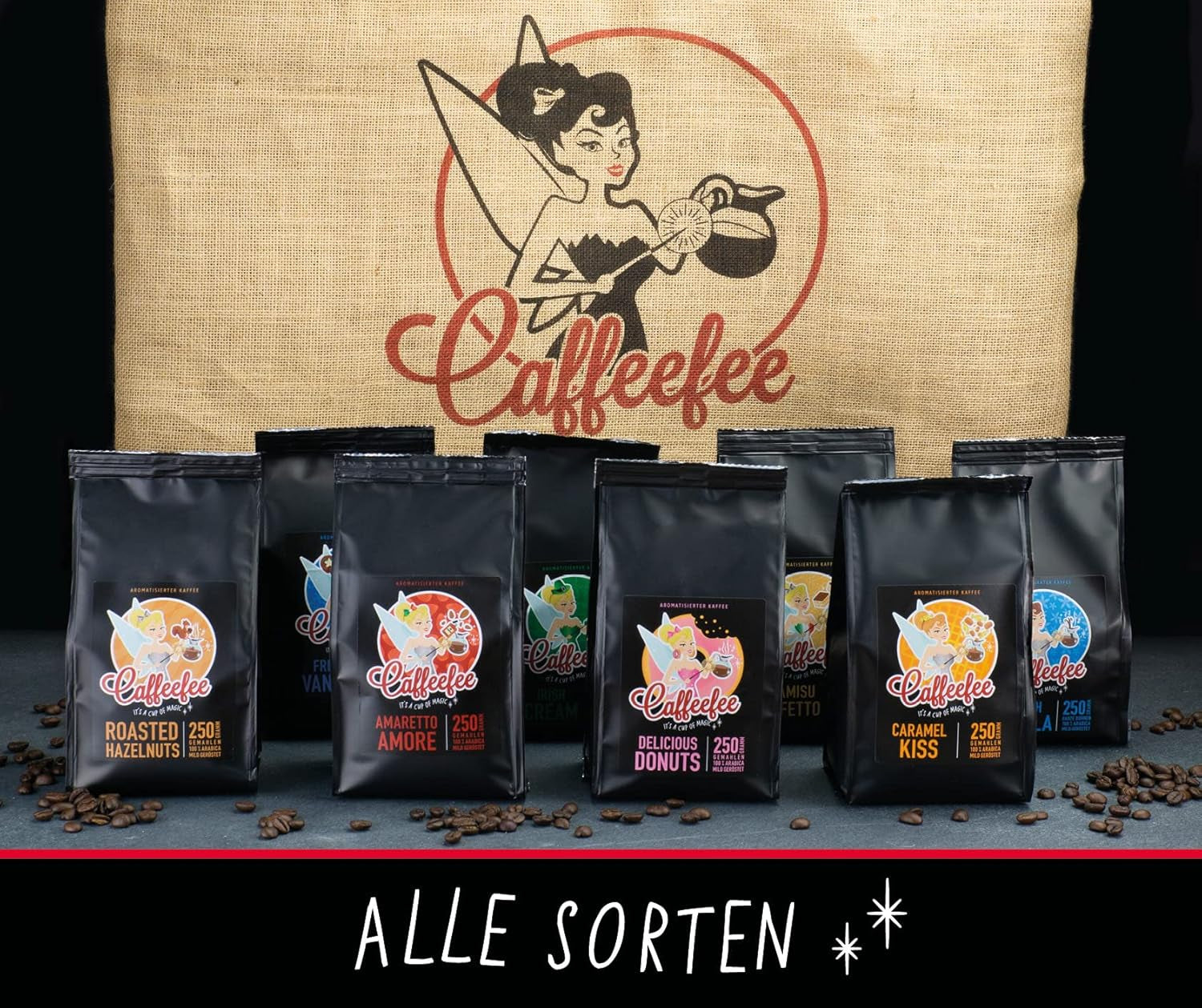 Caffeefee Belgian Waffles Bohnen, 250 g, Röstkaffee aromatizado
