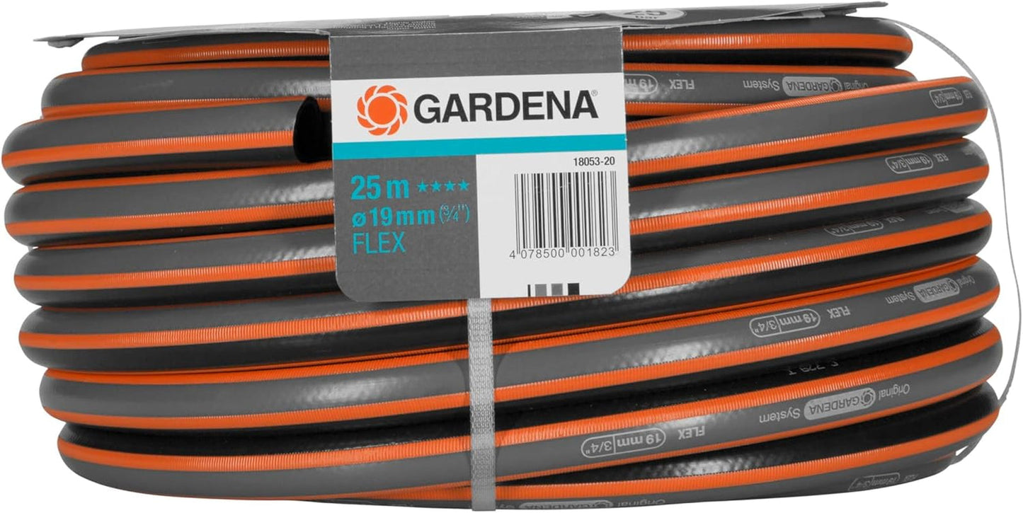 Manguera Gardena Comfort FLEX de 19 mm (3/4"), 25 m: Manguera de jardín flexible y estable con perfil Power-Grip, de material en espiral de alta calidad, presión de estallido de 25 bar, sin componentes del sistema (18053-20)