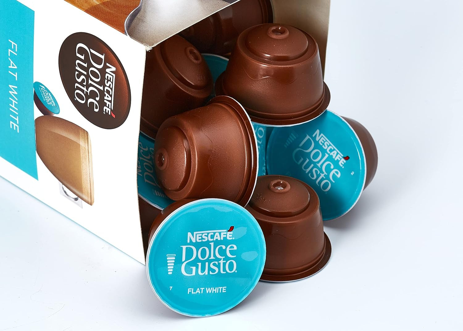 NESCAFÉ Dolce Gusto Latte Macchiato Vorratsbox 90 cápsulas de café y Flat White, 48 cápsulas de café, Arábica y Robusta Bohnen