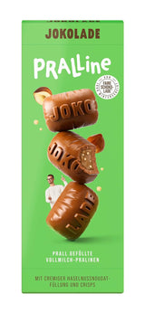 Paquete económico JOKOLADE PRALLINE 12 x 80 g | Relleno generoso de crema de turrón de avellanas y chips | Chocolate justo de Joko Winterscheidt