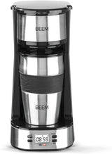 BEEM THERMO 2 GO Cafetera espresso monofiltro con vaso térmico de 0,4 l | Filtro permanente | Con temporizador de 24 horas para tomar una taza de café caliente por la mañana, sin esperas | 750 vatios