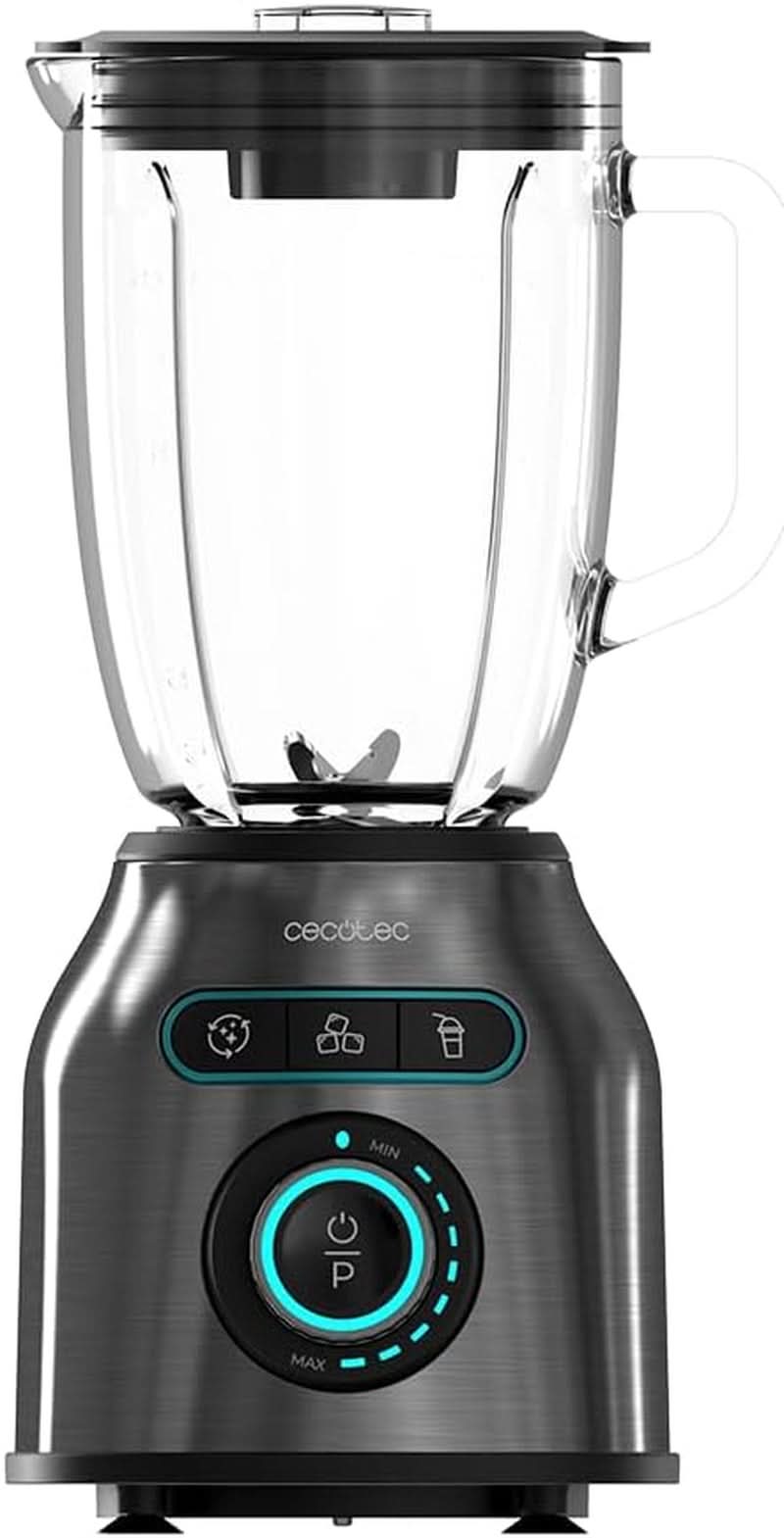Cecotec Batidora de amasadora Power Black Titanium 2200MAX Smooth, 2200 W de potencia máxima, 6 Klingen Aus Edelstahl, función Ice-Crush, función Turbo y Smoothie, función Autoclean Cocina Naty Shop Dunkel Inox 2200 W | 1,75 litros