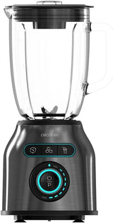 Cecotec Batidora de amasadora Power Black Titanium 2200MAX Smooth, 2200 W de potencia máxima, 6 Klingen Aus Edelstahl, función Ice-Crush, función Turbo y Smoothie, función Autoclean Cocina Naty Shop Dunkel Inox 2200 W | 1,75 litros