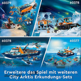 LEGO City Barco de investigación ártico, gran barco flotante de juguete con helicóptero, barco inflable, submarino Rov, naufragio vikingo, 7 minifiguras y figura de orca, regalo para niños a partir de 7 años 60368 Juegos de construcción Besuche den LEGO-Store