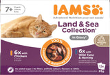IAMS Delights Comida húmeda para gatos mayores - Multi-pack con pollo y pescado en salsa, comida húmeda de alta calidad para gatos mayores de 7 años, 12 x 85g