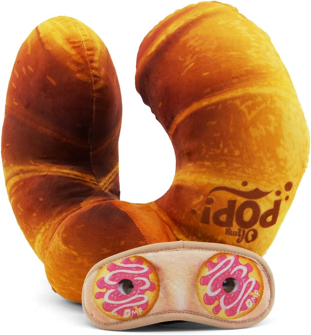 Almohada para el cuello y antifaz Croissant, naranja Naty Shop Almohadas de viaje