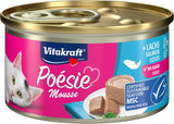 Vitakraft Poésie Mousse, comida húmeda para gatos, espuma aireada, con salmón, sin azúcares ni cereales añadidos (12 x 85g)