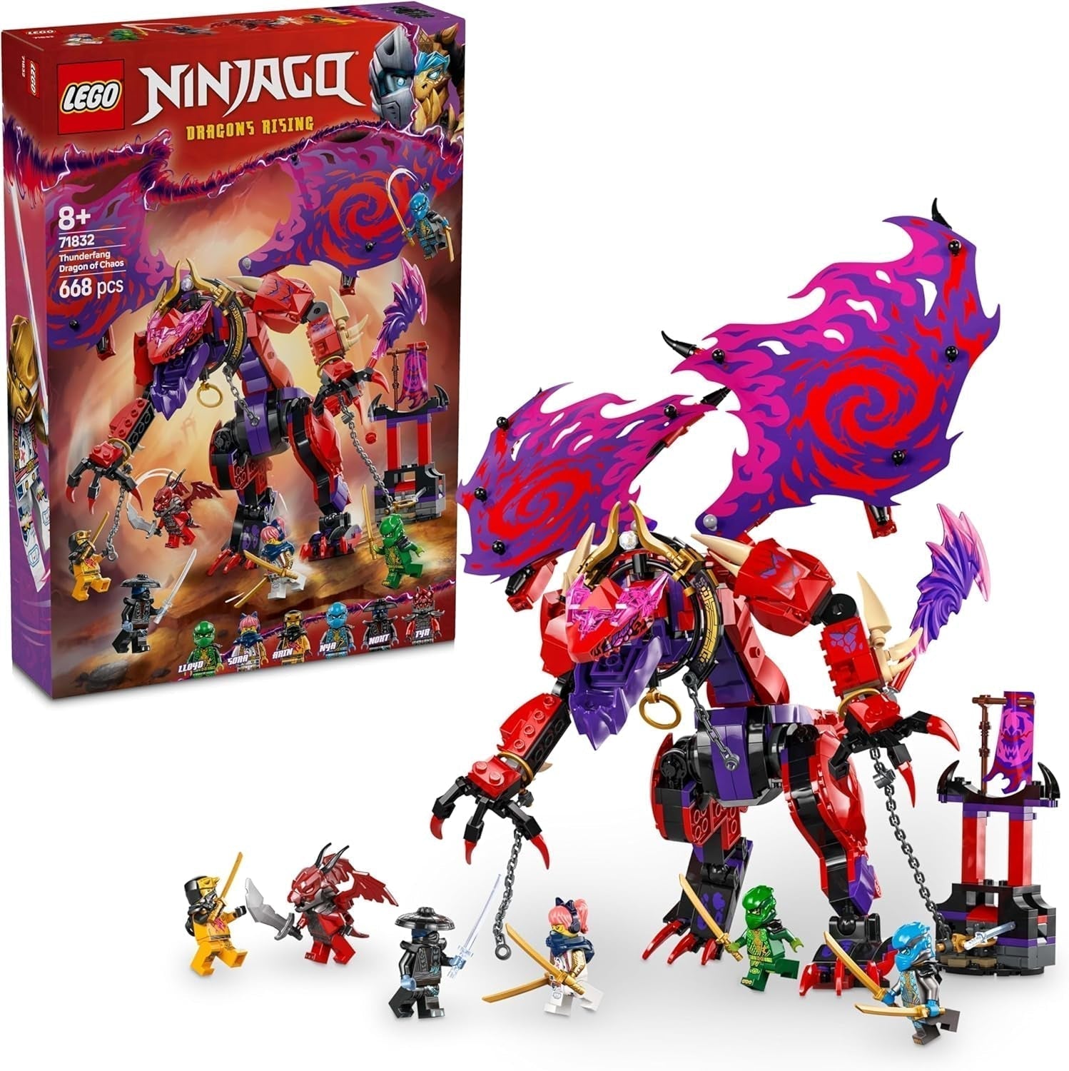 LEGO NINJAGO Dragón del Caos Diente de Trueno - Juguete con 6 minifiguras ninja - Juego de construcción de rol para niños y niñas a partir de 8 años - Regalos para los fans de la serie de televisión Rise of the Dragons 71832 Juegos de construcción Beuche den LEGO-Store Default Title