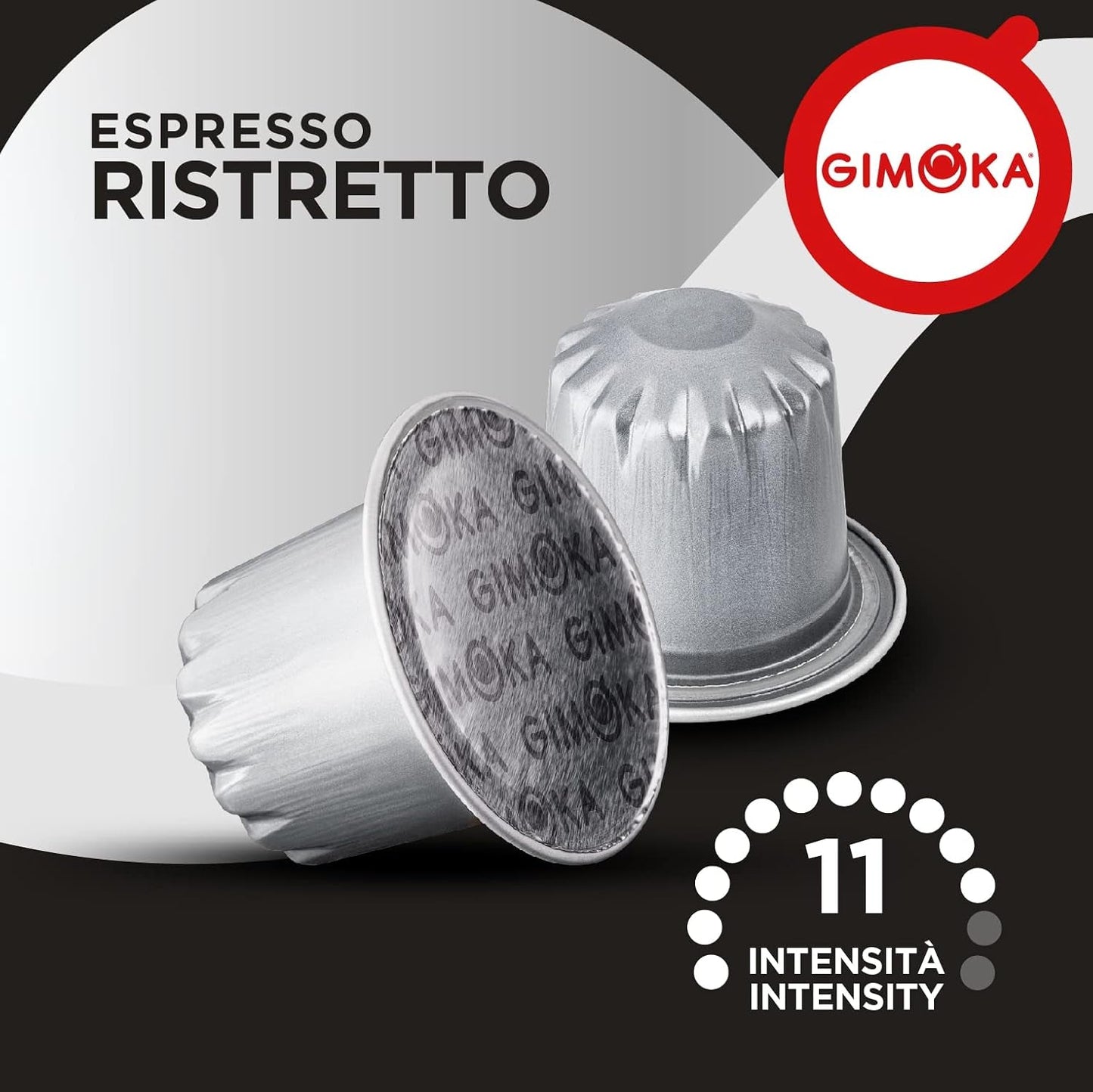 Gimoka Kaffeekapseln Espresso Ristretto, Intensität 11/13-100 Kapsel aus Aluminium - Compatible con Nespresso* Haushalts-Espressomaschinen - 100 Stück (10 x 10 Getränke) - Hergestellt in Italien